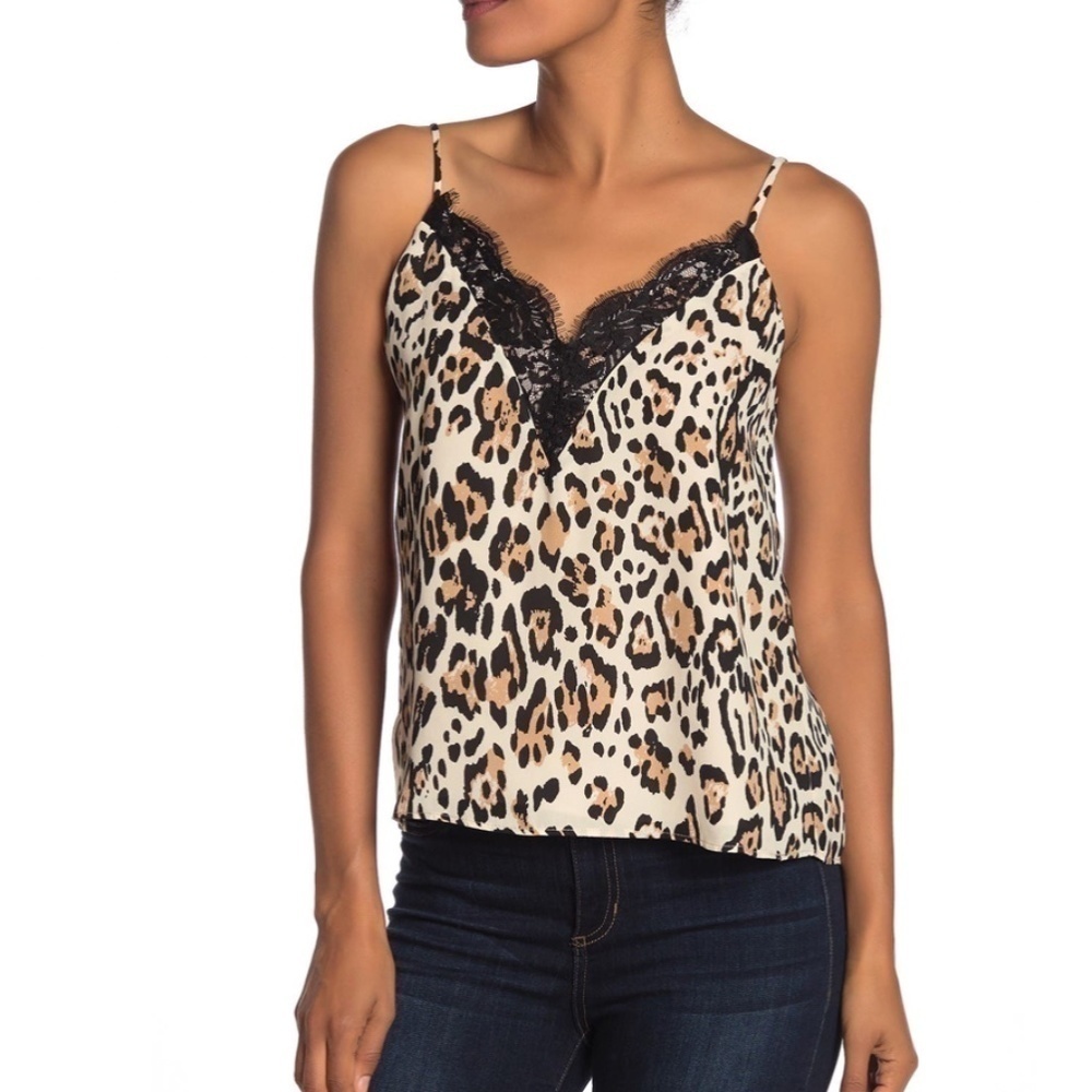 Socialite Leopard V-Neck Lace Trim Camisole